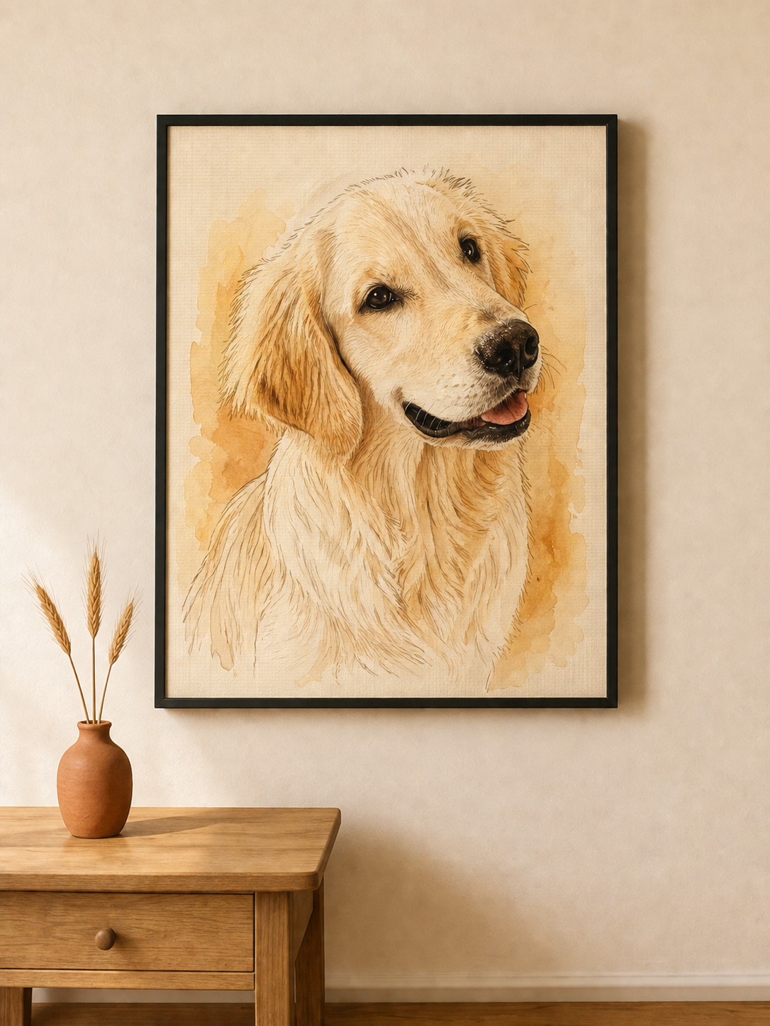 Finished custom pet portrait product